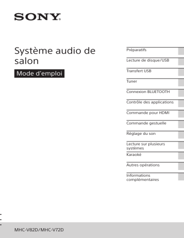 MHC-V72D | Sony MHC-V82D Manuel utilisateur | Fixfr