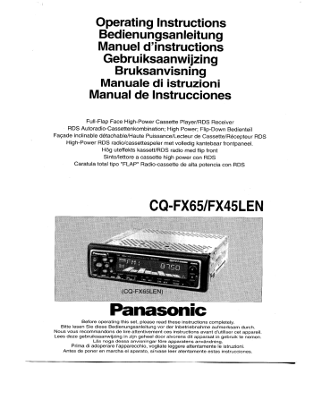 CQFX65 | CQFX65LEN | Mode d'emploi | Panasonic CQFX45LEN Operating instrustions | Fixfr