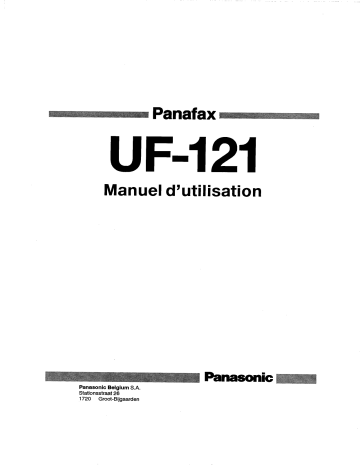 Mode d'emploi | Panasonic UF121 Operating instrustions | Fixfr
