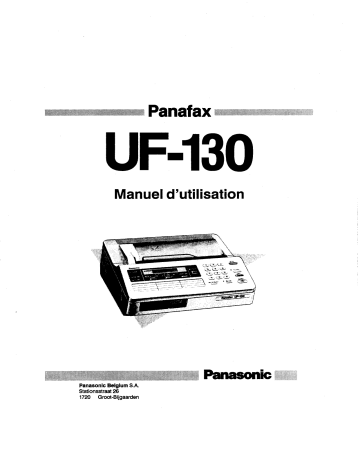 Mode d'emploi | Panasonic UF130 Operating instrustions | Fixfr