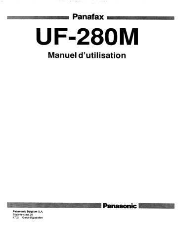 Mode d'emploi | Panasonic UF280M Operating instrustions | Fixfr
