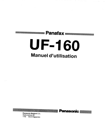 Mode d'emploi | Panasonic UF160M Operating instrustions | Fixfr