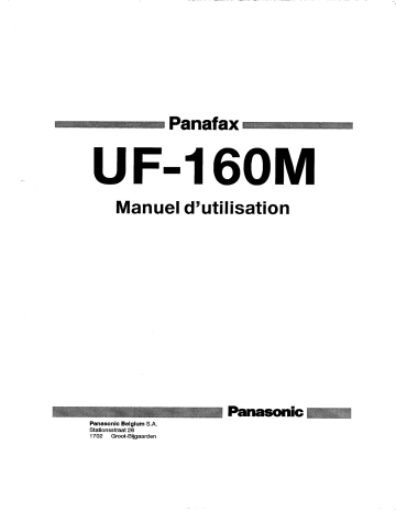 Mode d'emploi | Panasonic UF160M Operating instrustions | Fixfr