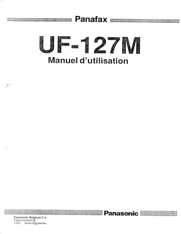 Mode d'emploi | Panasonic UF127 Operating instrustions | Fixfr