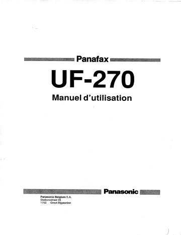 Mode d'emploi | Panasonic UF270 Operating instrustions | Fixfr