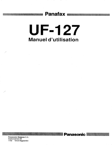 Mode d'emploi | Panasonic UF127 Operating instrustions | Fixfr