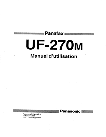 Mode d'emploi | Panasonic UF270 Operating instrustions | Fixfr