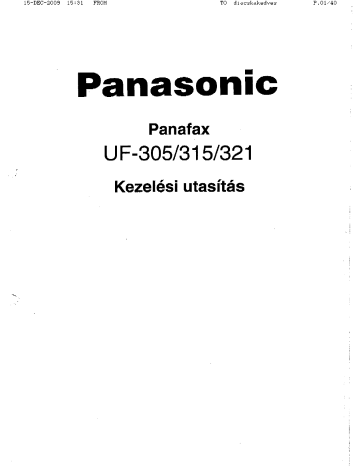 UF305 | Mode d'emploi | Panasonic UF321 Operating instrustions | Fixfr