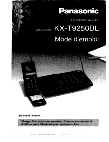 Mode d'emploi | Panasonic KXT9250BL Operating instrustions | Fixfr