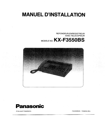 Mode d'emploi | Panasonic KXF3550BS Operating instrustions | Fixfr