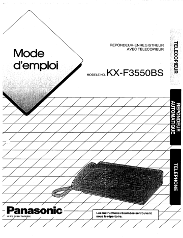 Mode d'emploi | Panasonic KXF3550BS Operating instrustions | Fixfr