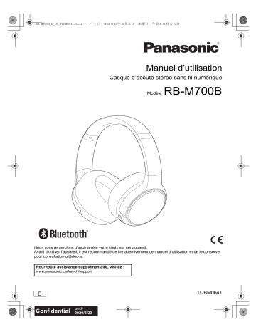 Mode d'emploi | Panasonic RBM700BE Operating instrustions | Fixfr