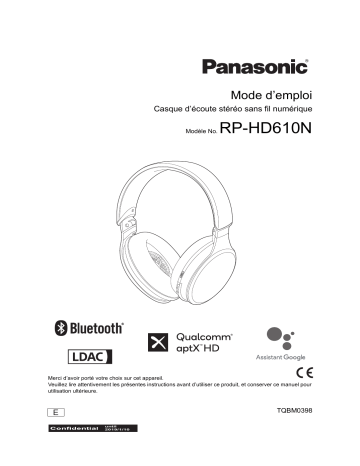 Mode d'emploi | Panasonic RPHD610NE Operating instrustions | Fixfr