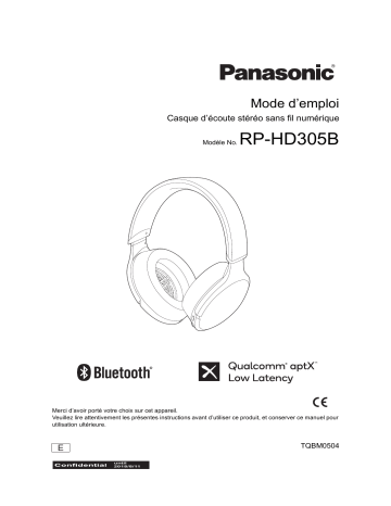 Mode d'emploi | Panasonic RPHD305BE Operating instrustions | Fixfr