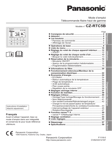 Mode d'emploi | Panasonic CZRTC5B Operating instrustions | Fixfr