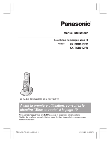 Mode d'emploi | Panasonic KXTGB612FR Operating instrustions | Fixfr
