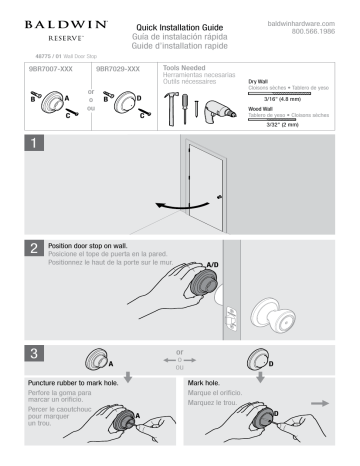 BR7029.001 | Baldwin BR7007.001 Wall Stop Guide d'installation | Fixfr