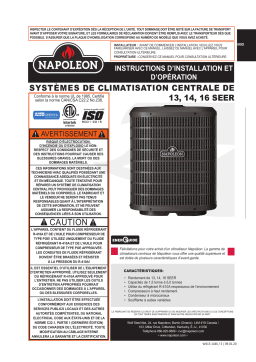 Napoleon NT14A018B-1 NT Series 14 SEER Air Conditioner - 1.5 TON Manuel utilisateur