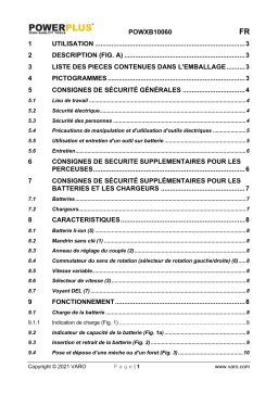 Powerplus POWXB10060 IMPACT DRILL/SCREWDRIVER 20V Manuel du propriétaire