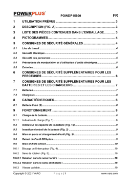 Powerplus POWDP15600 HAMMER DRILL 20V (NO BATT.) Manuel du propriétaire