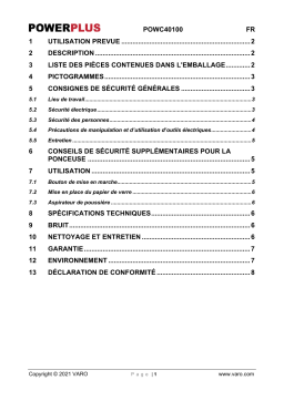 Powerplus POWC40100 FINISHING SANDER 150W Manuel du propriétaire