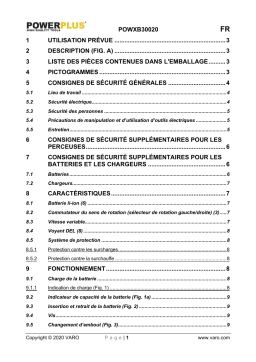 Powerplus POWXB30020 IMPACT SCREWDRIVER 20V Manuel du propriétaire