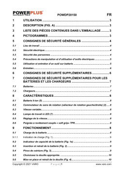 Powerplus POWDP20150 IMPACT WRENCH 20V 220NM (NO BATT.) Manuel du propriétaire