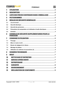 Powerplus POWX0441 FINISHING SANDER 330W Manuel du propriétaire
