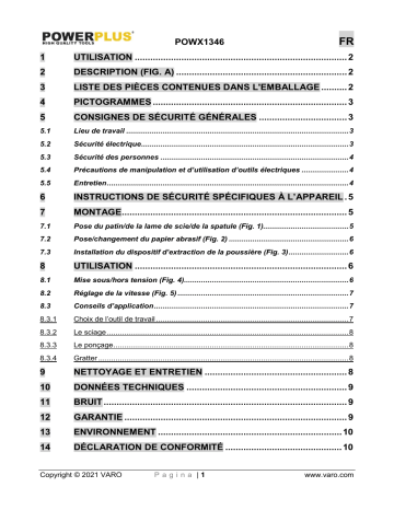 Powerplus POWX1346 OSCILLATING MULTITOOL 300W Manuel du propriétaire | Fixfr
