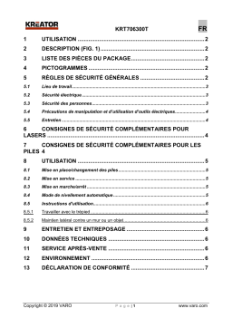 Kreator KRT706300T KRUISLIJNLASER+STATIEF Manuel du propriétaire