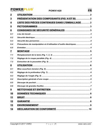 Powerplus POWX1420 CIRCULAR SAW 600W 115mm Manuel du propriétaire | Fixfr