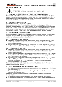 Kreator KRT692012 ELECTRONIC SAFE 430X200X350MM Manuel du propriétaire