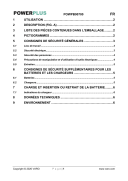 Powerplus POWPB90700 CHARGER 20V Manuel du propriétaire