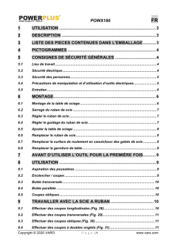 Powerplus POWX180 BAND SAW 350W Manuel du propriétaire