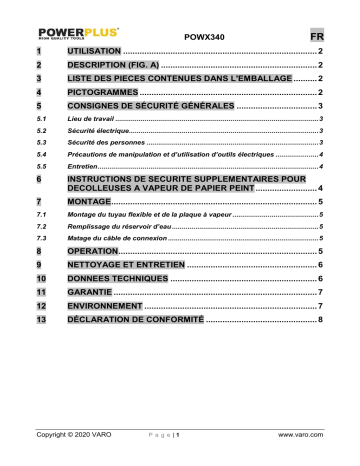 Powerplus POWX340 WALLPAPER STRIPPER 2200W Manuel du propriétaire | Fixfr