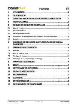 Powerplus POWX0401 FINISHING SANDER 260W Manuel du propriétaire