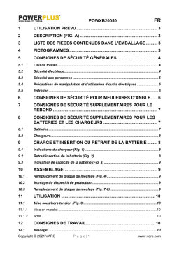 Powerplus POWXB20050 ANGLE GRINDER 20V 125MM #2 4.0AH Manuel du propriétaire