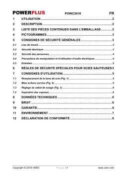 Powerplus POWC2010 JIGSAW 350W Manuel du propriétaire
