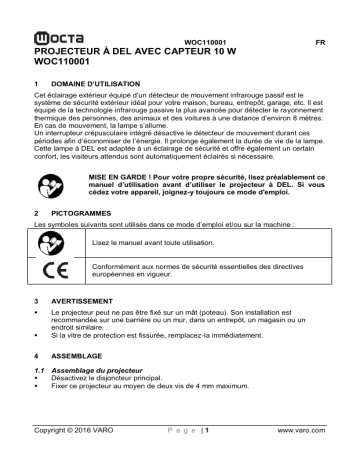 Powerplus WOC110001 LED PAD PRO 10W + SENSOR Manuel du propriétaire | Fixfr