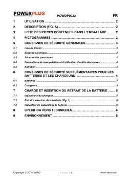 Powerplus POWDP9022 BATTERY 20V 2.0AH (20V TOOLS) Manuel du propriétaire