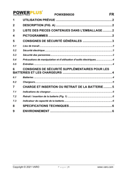 Powerplus POWXB90030 BATTERY 20V 2.0AH Manuel du propriétaire