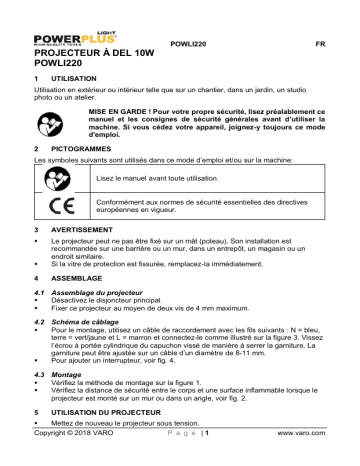 Powerplus POWLI220 LED FLOODLIGHT 10W Manuel du propriétaire | Fixfr