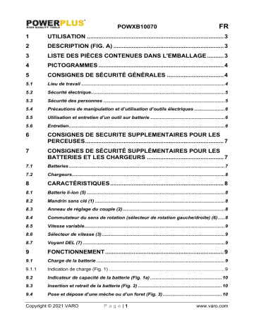 Powerplus POWXB10070 IMPACT DRILL/SCREWDRIVER 2 BATT 1.5AH 362 ACC INC. Manuel du propriétaire | Fixfr