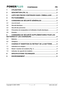 Powerplus POWPB90200 BATTERY 20V LI-ION SAMSUNG 4.0AH Manuel du propriétaire
