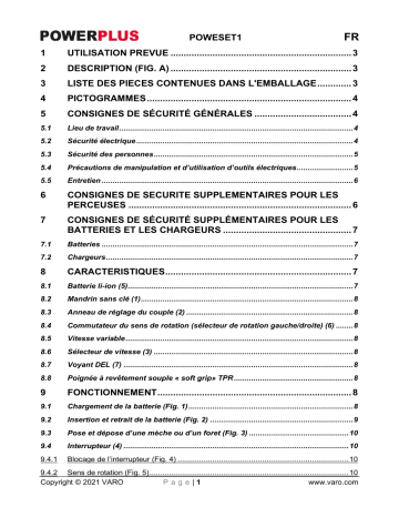 Powerplus POWESET1 DRILL/SCREWDRIVER 18V LI-ION 2BATT 153ACC Manuel du propriétaire | Fixfr