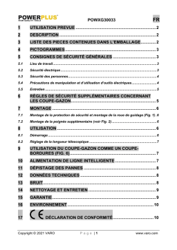 Powerplus POWXG30033 GRASS TRIMMER 500W Ø320MM Manuel du propriétaire