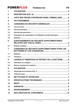Powerplus POWEBG7530 HEDGE TRIMMER 18V LI 480MM (NO ACCU) Manuel du propriétaire