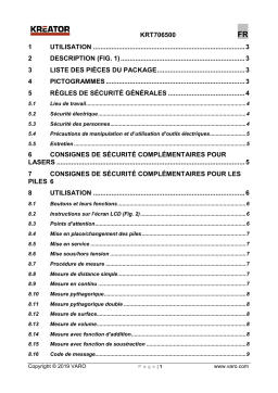 Kreator KRT706500 LASERAFSTANDSMETER 20M Manuel du propriétaire
