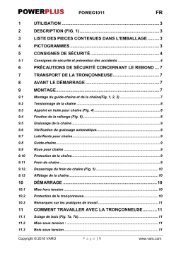 Powerplus POWEG1011 CHAINSAW 2200W 400MM Manuel du propriétaire