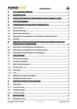 Powerplus POWXG2033 GRASS/SHRUB SHEAR 7.2V Manuel du propriétaire
